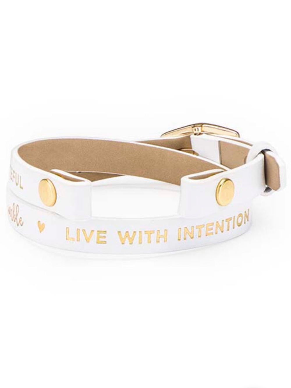 Origami Owl White with Gold Words Double Wrap Band